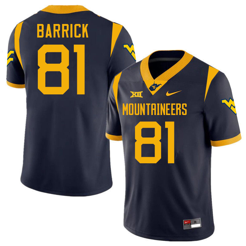 Jacob Barrick WVU Jersey,West Virginia Mountaineers #81 Jacob Barrick Jersey Youth College-Navy
